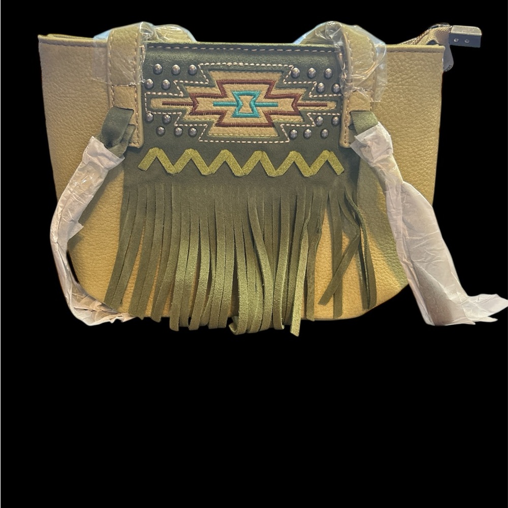 Montana West Olive and Black Fringe Crossbody Bag